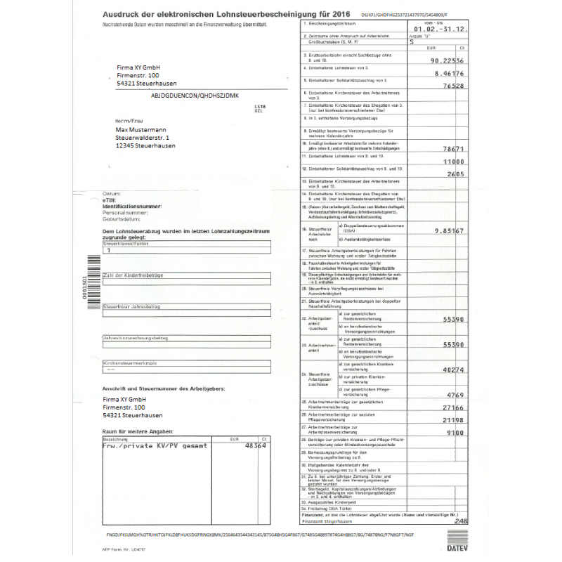 Feuilles d’imposition DE Lohnsteuer