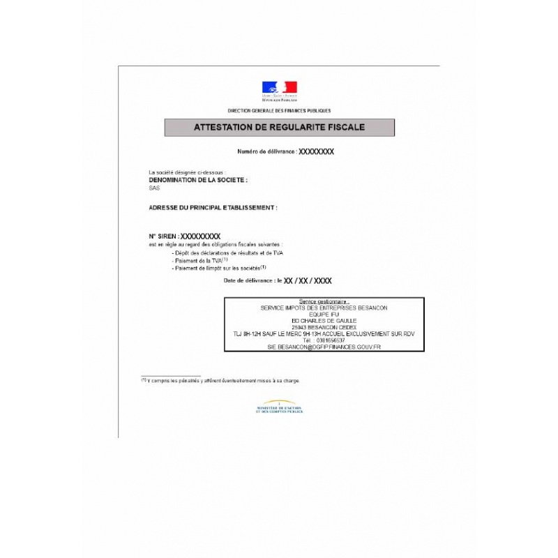 Traduction attestation fiscale - traduction assermentée - E-shop ACS