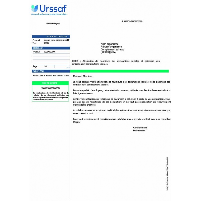 Traduction attestation URSSAF - traduction assermentée - E-shop ACS