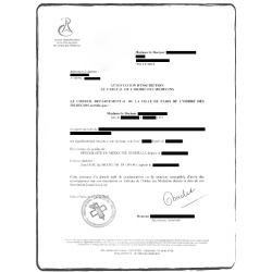 Attestation de l'Ordre des Médecins FR